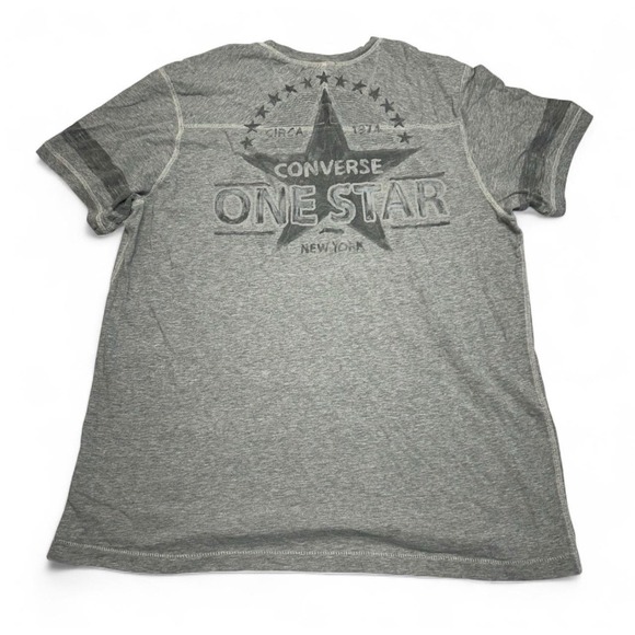 Converse One Star Other - Converse One Star Mens XL Grey Graphic T-Shirt New York Star Logo Short Sleeve